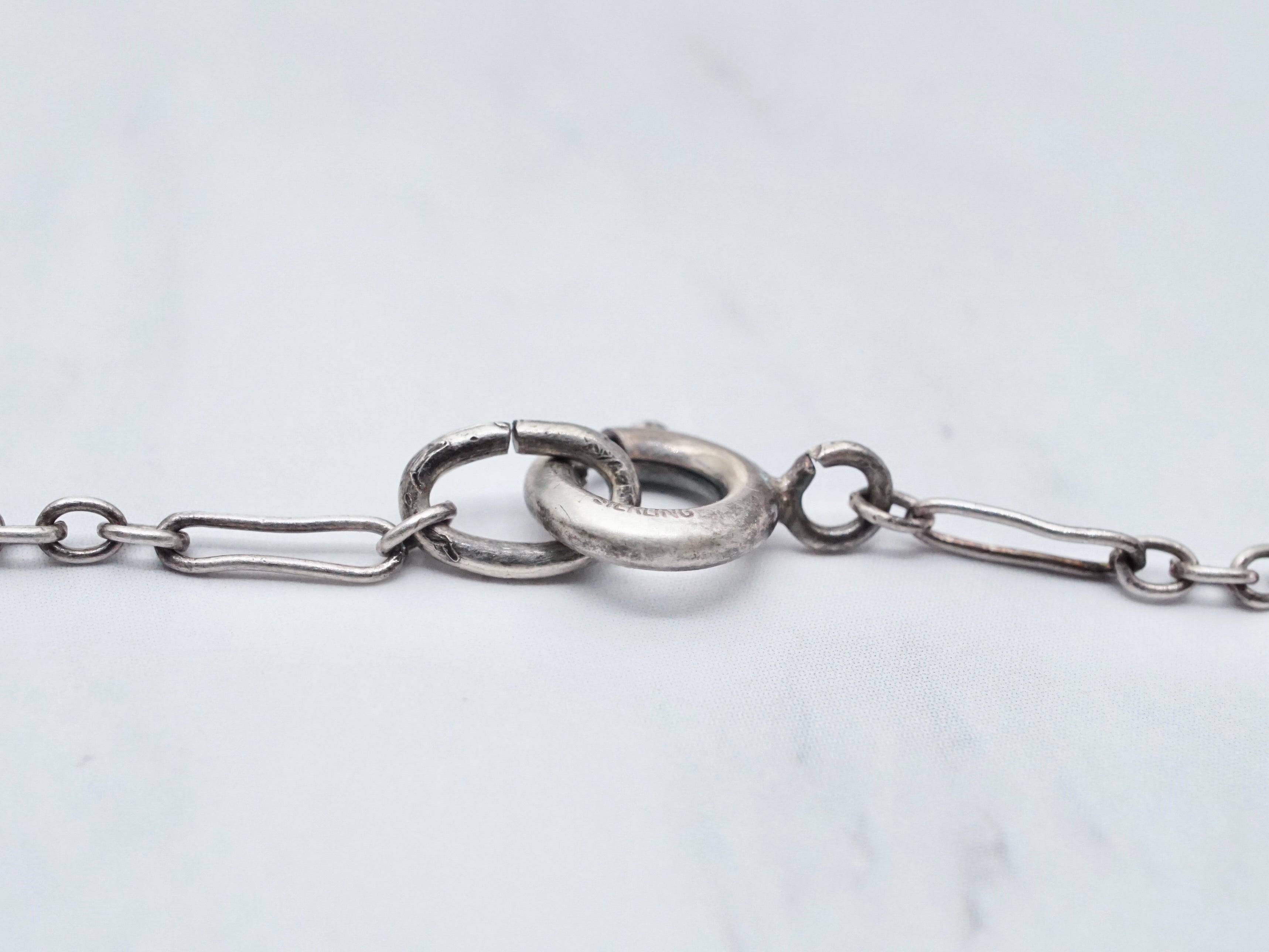 Antique .800 silver long & short link chain, 22.5"